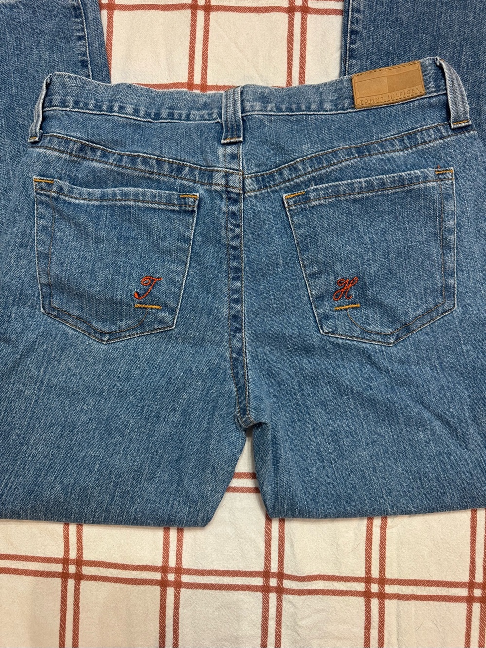 Tommy Hilfiger Vintage Jeans Back Logo Stretch Hipster Boot Size 32 Petite